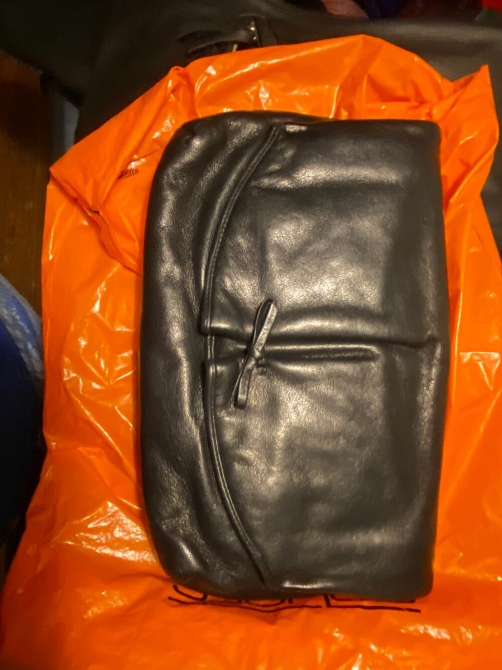 Morris Moskowitz Vintage black leather convertible clutch